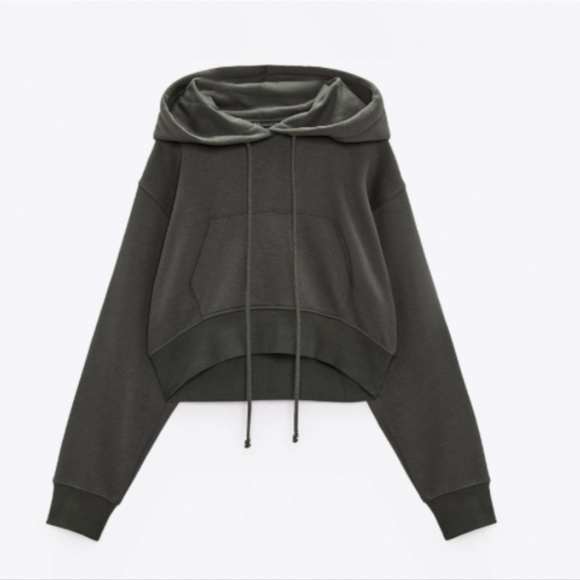 NWT ZARA BASIC CROP SWEATSHIRT GRAY - Picture 6 of 6